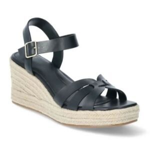 BRAND NEW TIME and TRU WOMEN's ESPADRILL WEDGE LEATHER SANDALS